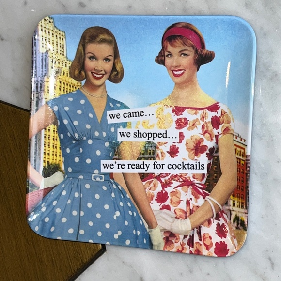 Anne Taintor "We're Ready for Cocktails" melamine tray, 5 1/2 x 5 1/2 inches - Picture 8 of 10